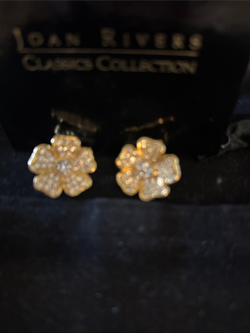 Joan Rivers Gold Flower Crystal clip-on Earrings